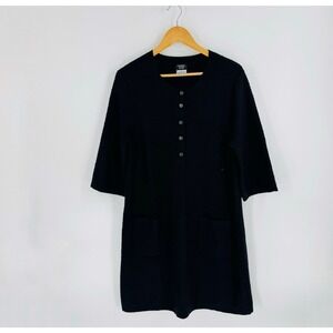 CHANEL Uniform Black Knit Tunic Dress XXL Button Front Rare Not For Resale